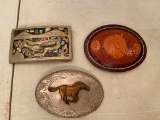 Group of Three Vintage Belt Buckles as Pictured