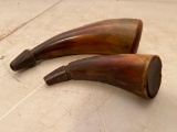 Pair of Antique, Horn, Power Horns as Pictured, Larger One is 6 1/2