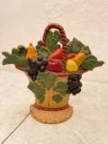 Cast Iron Fruit Basket Door Stop, Appears to be a Contemporary Item, 8 1/2' Tall