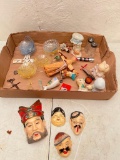 Lot of Misc. Collectable Items as Pictured, Chinese Pottery Mask, Multi-Color Glass and More!