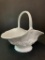 Indiana White Garland Fruit Milk Glass Applied Handle Basket. This is 10