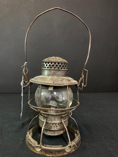 10" Antique Armspear B & O Railroad Lantern Clear Glass Globe