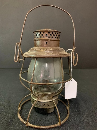 10" Antique Adams & Westlake Erie Railroad Lantern Clear Glass Globe