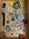  Misc Lot Incl Brooches, Bracelets & Watch & More - As Pictured