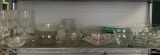 Shelf Lot of Misc Pressed Glass Incl Champagne Glasses, Trinket Dishes, Bowls, Serving Trays & More