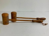 Pair of Vintage Wood Long Handled Salt & Pepper Shakers. They are 15