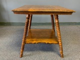 Antique, Two Tier Table w/Spindle Legs 25