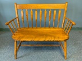 Vintage Nichols & Stone Co. Windsor Style Maple Bench. This is 33