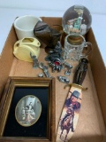 Misc Lot Incl A Collector John Wayne Knife, Creamer, Snow Globe, Pewter Figurines & More