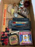 Misc Lot Incl Magnifying Glass, Sterling Silver Pen Holder, Quaker Oats Trivet & More - As Pictured