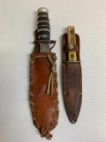 Pair of Knives w/Leather Sheath. The Largest is 12