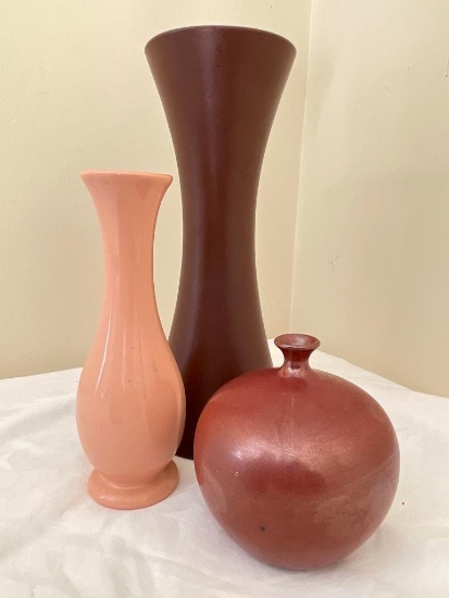 Set of 3 Vases. The Tallest is a 12" Royal Haeger Pottery (Has Chip on the Bottom Edge)