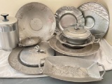 Large Lot of Aluminum Ware, Serving Pieces as Pictured