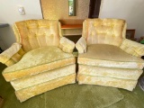 Pair of Yellow Velvet Boudoir Chairs by Perfection Furniture Co Clairemont, NC. They are 32