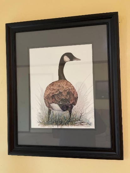 23" x 19" Framed Original of a Goose by Jim Dickens