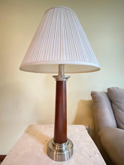 31" Lamp w/Wood Base & Shade