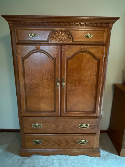 3 Drawer, Oak Armoire. This is 63" T x 42" W x 19" D