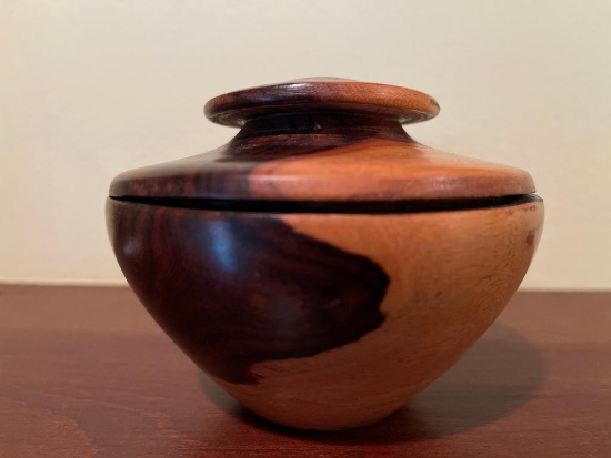 3" x 4" Corozal District Belize Zericote Hand Carved Wood Bowl w/Lid