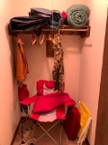 Basement Closet Lot Incl. Sleeping Bags, Bag Folding Chair, Hunting Vest and More - As Pictured