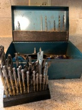Drill Bits & Metal Tool Box of Misc Drill Bits - As Pictured