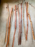 Group of Handmade Walking Sticks. Have Antler & Animal Track Details. Approx. 48