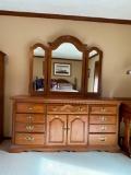 9 Drawer, Oak Dresser w/Mirror. This is 33