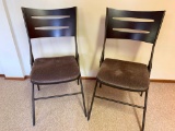 Pair of Luxury Wood & Cushioned Seat Folding Chairs.