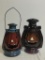Pair of Ceramic Pumpkin Halloween Lanterns