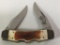 Vintage Parker IMAI K236, Double Lock Back Hunting/Pocket Knife with Bone Stag Handle