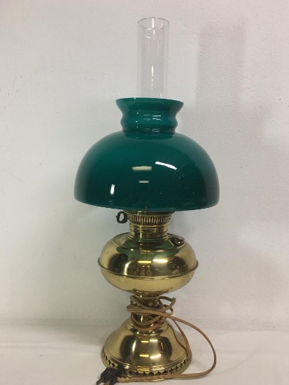 Glass & Brass Electric Oil Style Lamp