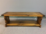 Handmade Wood Bench with Heart Accents