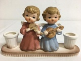 Vintage Holt Howard Musical Twin Angels Ceramic Dual Candle Holder