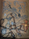 Religious Lot Incl. Rosary, Necklaces, Pendants & More