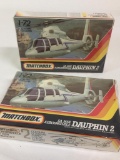 Pair of Matchbox Aerospatiale SA 365N Dauphin 2 Scale Model Kit
