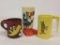 Group of 3 Plastic Vintage Cartoon Drinking Cups