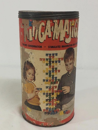 Vintage '70's Building Toy "Ringa-Majigs" in Original Canister