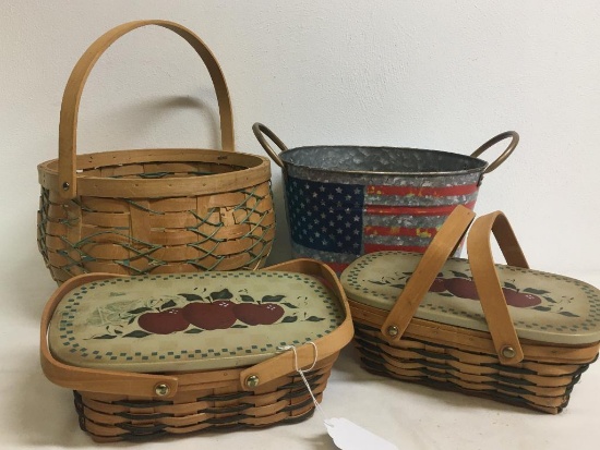 Basket Lot & Flag Tin