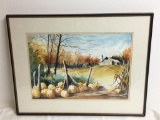 Matted and Framed Fall Themed Artwork