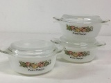 Group of 3 Fire King Petite Potager Baking Dishes w/Lids