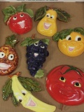 Vintage Group of Ceramic Fruit Wall Art
