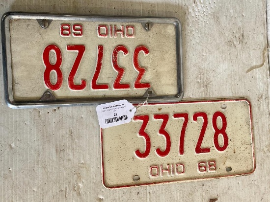 Pair of '68 Vintage Ohio Matching License Plates