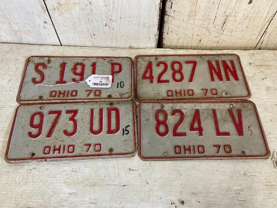 Group of 4 '70 Vintage Ohio License Plates