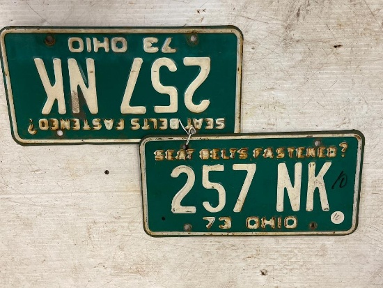 Matching Set of '73 Vintage Ohio License Plates