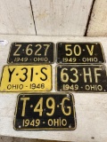 Group of 5 Vintage Aluminum Shorty Ohio License Plates