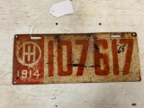 1914 Vintage Ohio License Plate