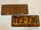 Vintage 1924 & 1925 Ohio License Plate