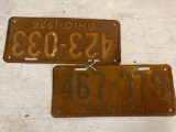 Vintage 1926 & 1927 Ohio License Plates