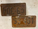 Pair of Vintage 1927 Ohio License Plates