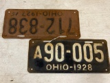 Vintage 1927 & 1928 Ohio License Plates