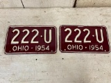 Pair of Vintage 1954 Ohio License Plates